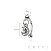 MOON STARBURST DANGLE CZ ROUND 316L SURGICAL STEEL CURVED BARBELL/EYEBROW